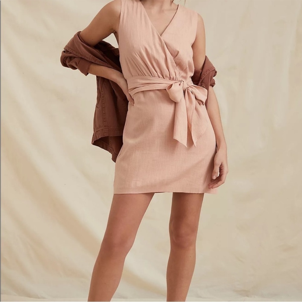 Anthropologie NWT Linen Wrap Mini Dress Size XXS. - Picture 4 of 16